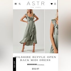 ASTR the label wilshire ruffle open back midi dress in sage